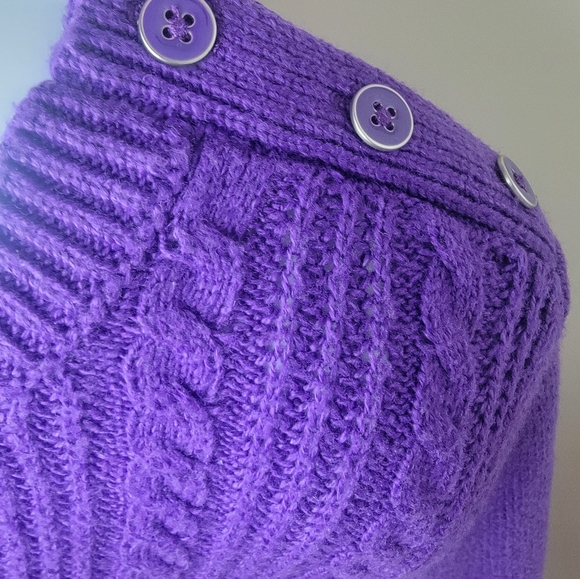 Talbots Rich Purple Crewneck Cable Knit Sweater Size M - Picture 7 of 14